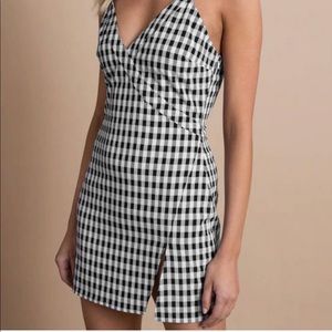 Black and white checker dress with slit